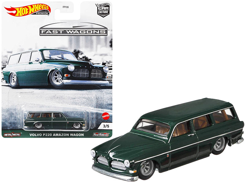 Volvo P220 Amazon Wagon Dark Green Fast Wagons Series Diecast Model Car by Hot Wheels