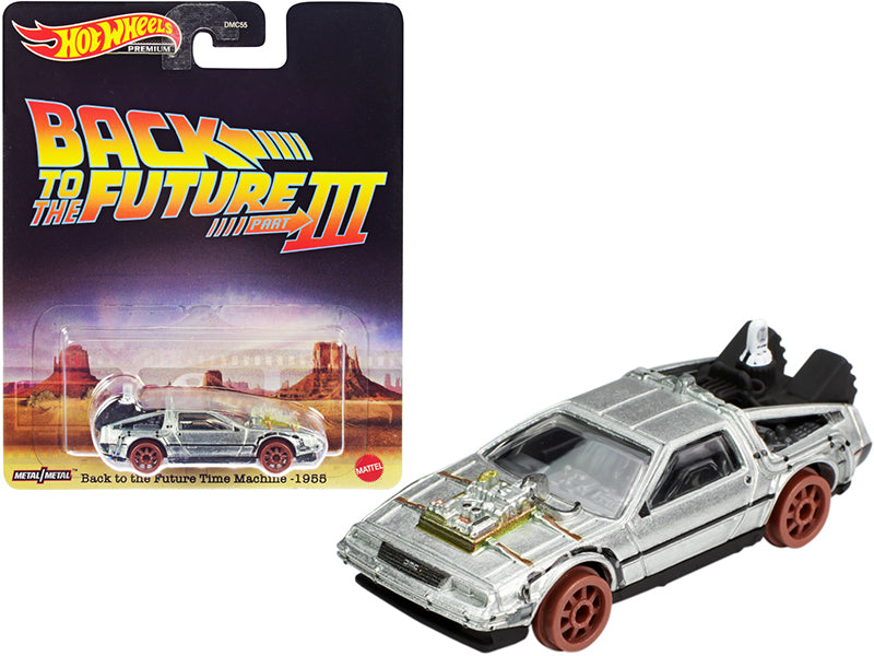 Time Machine (Railroad Version) Brushed Metal Back to the Future Part III (1990) Movie Diecast Model Car by Hot Wheels