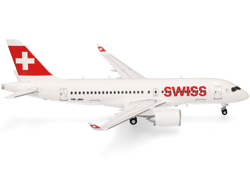 Airbus A220-100 Commercial Aircraft "Swiss International Air Lines" (HB-JBH) White with Red Tail 1/200 Diecast Model Airplane by Herpa