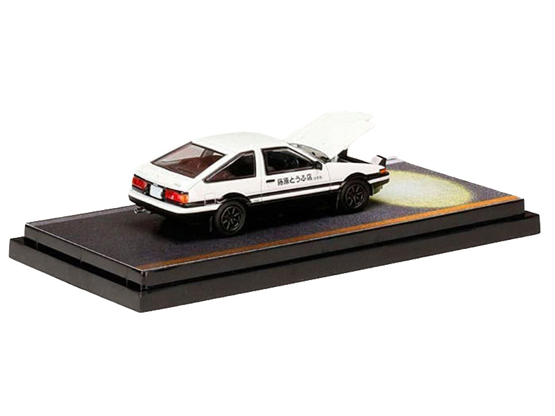 Toyota Sprinter Trueno (AE86) RHD (Right Hand Drive) White and Black "Engine Mounted Model VS Kyoichi Sudo" "Initial D" (1995-2013) Manga 1/64 Diecast Model Car by Hobby Japan