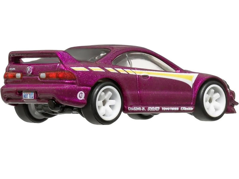 2001 Acura Integra GSR Custom Purple Metallic with Graphics and White Interior "Boulevard" Series Diecast Model Car by Hot Wheels