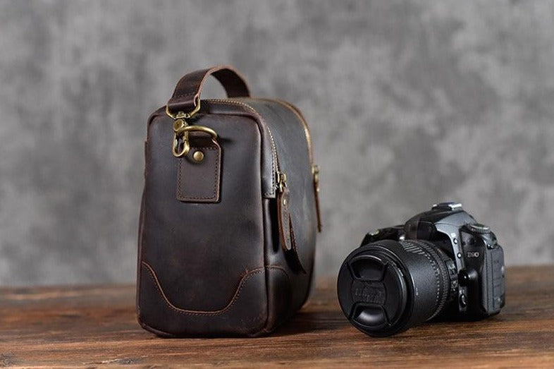 The Calista | Small Leather Camera Bag - Leather Camera Lens Case