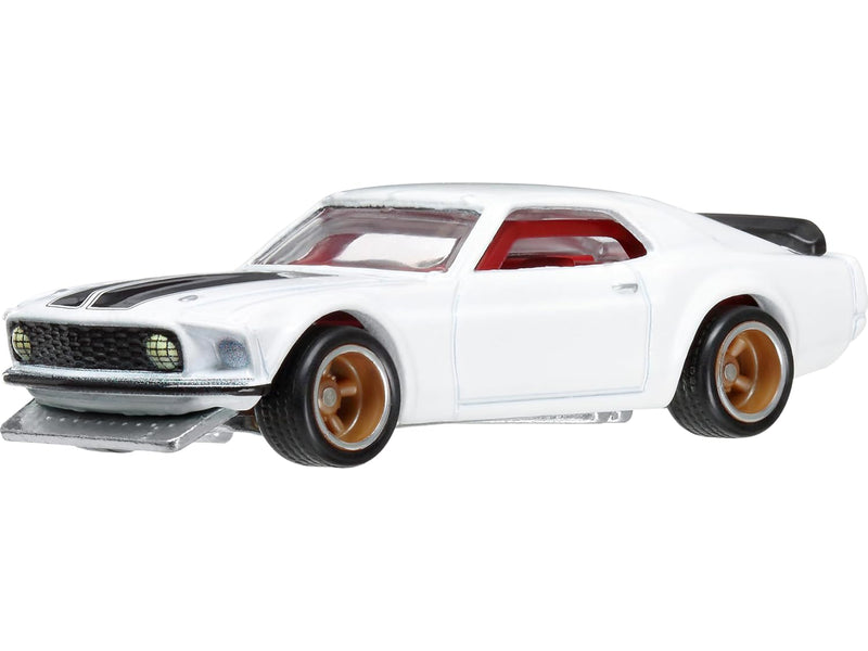 1969 Ford Mustang Boss 302 White with Black Stripes "Fast & Furious 6" (2013) Movie "Premium" Series Diecast Model Car by Hot Wheels