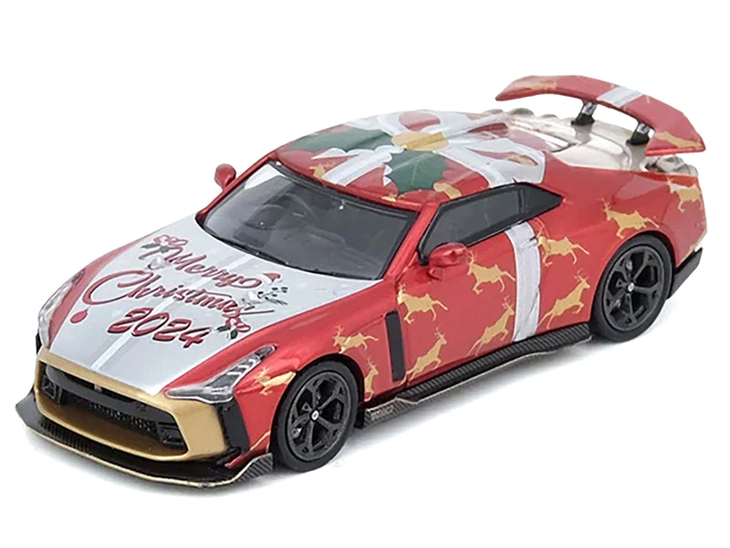 Nissan GT-R50 By ItalDesign RHD (Right Hand Drive) "Christmas 2024 Special Edition" Red Metallic with Christmas Graphics 1/64 Diecast Model Car by Inno Models