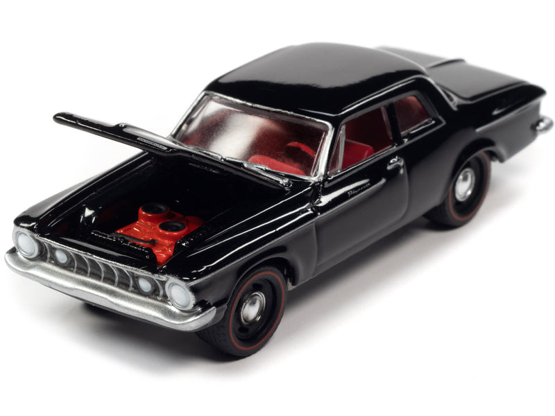 1962 Plymouth Savoy Max Wedge Silhouette Black with Red Interior Classic Gold Collection Series Limited Edition to 11880 pieces Worldwide 1/64 Diecast Model Car by Johnny Lightning