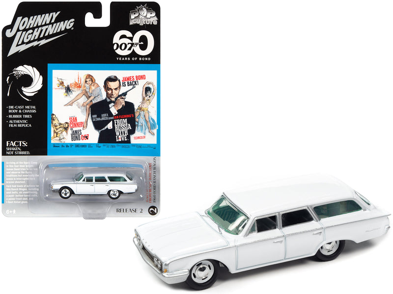 1960 Ford Ranch Wagon White 007 James Bond From Russia With Love (1963) Movie Pop Culture 2022 Release 2 1/64 Diecast Model Car by Johnny Lightning