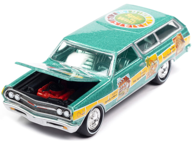 1965 Chevrolet 2-Door Station Wagon Turquoise Metallic The Game of Life Pop Culture 2022 Release 4 1/64 Diecast Model Car by Johnny Lightning