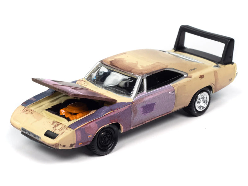 1969 Dodge Charger Daytona Beige (Weathered) "Mystery Matinee" "Pop Culture" 2024 Release 2 1/64 Diecast Model Car by Johnny Lightning