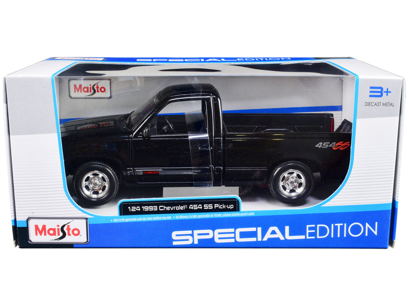 1993 Chevrolet 454 SS Pickup Truck Black 1/24 Diecast Model Car by Maisto