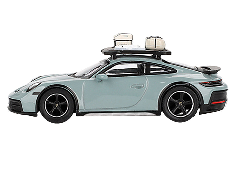 Porsche 911 Dakar Shade Green Metallic with Roofrack and Luggage Limited Edition to 9600 pieces Worldwide 1/64 Diecast Model Car by Mini GT