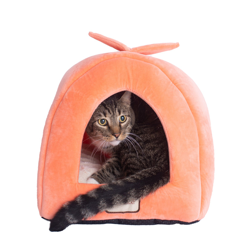 Armarkat Cat Bed Cave Shape, Orange/Ivory, C10HCS/MB