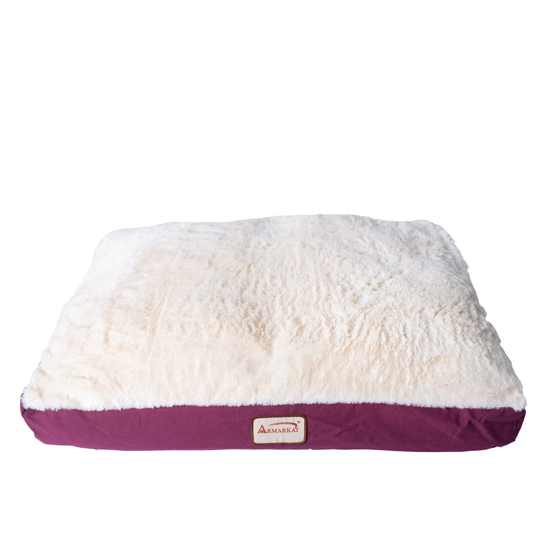 Armarkat M02HJH/MB-X Extra Large Pet Bed Mat With Poly Fill Cushion and Removel Cover,  Burgundy and Ivory