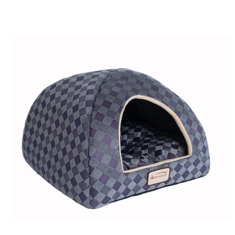 Armarkat Cat Bed C65HHG/LS, Purple Gray Combo Checkered Pattern