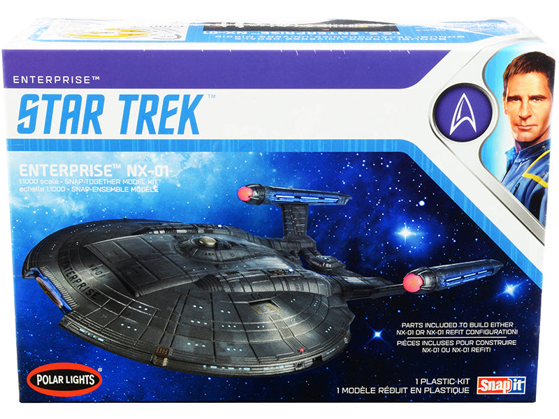 Skill 2 Snap Model Kit Enterprise NX-01 Starship Star Trek: Enterprise (2001-2005) TV Series 1/1000 Scale Model by Polar Lights