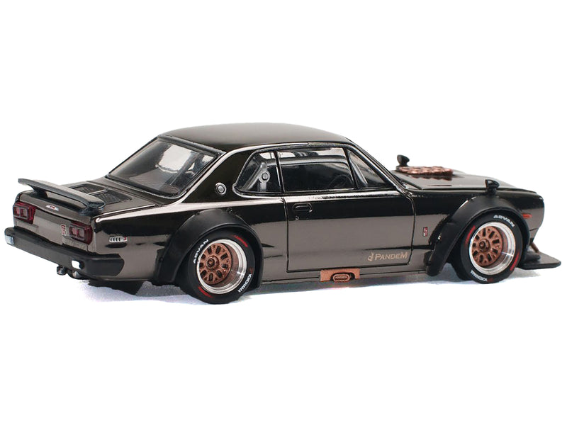 Skyline GT-R V8 Drift "Hakosuka" RHD (Right Hand Drive) Dark Chrome 1/64 Diecast Model Car by Pop Race