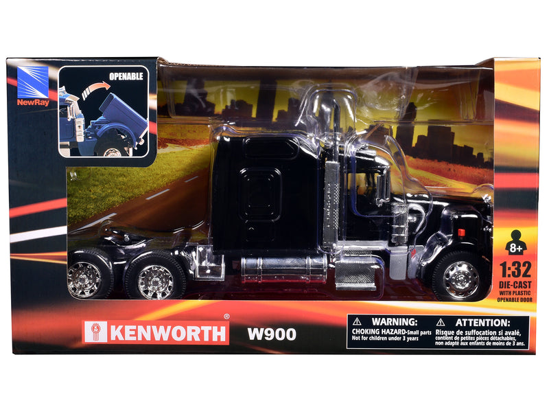 Kenworth W900 Truck Tractor Black 1/32 Diecast Model by New Ray