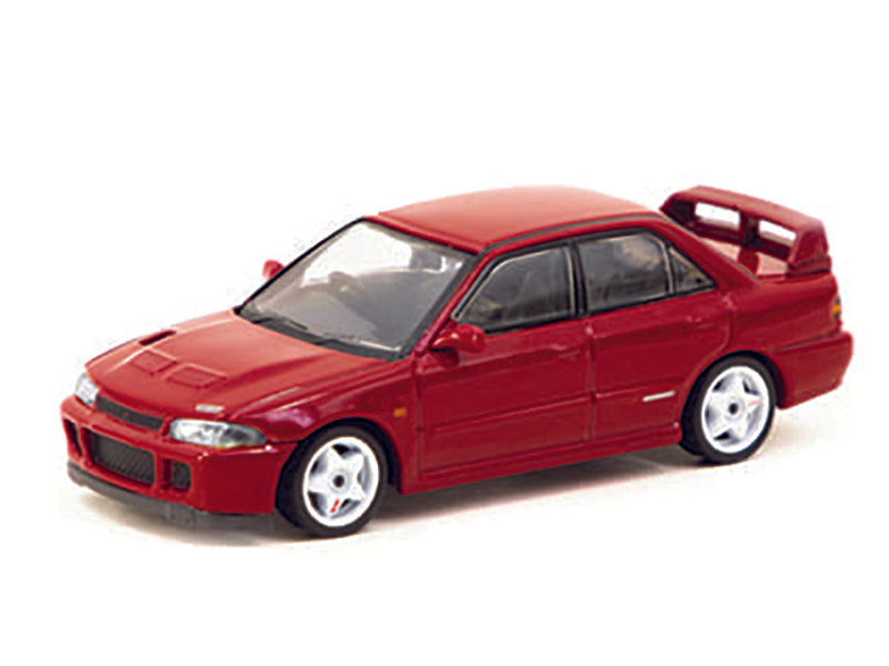 Mitsubishi Lancer GSR Evolution II RHD (Right Hand Drive) Red with Tarmac Cards "Global64" Series 1/64 Diecast Model by Tarmac Works