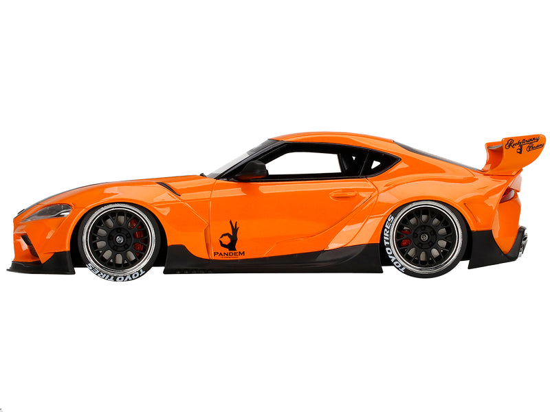 Toyota Pandem GR Supra V1.0 Orange with Black Hood 1/18 Model Car by Top Speed