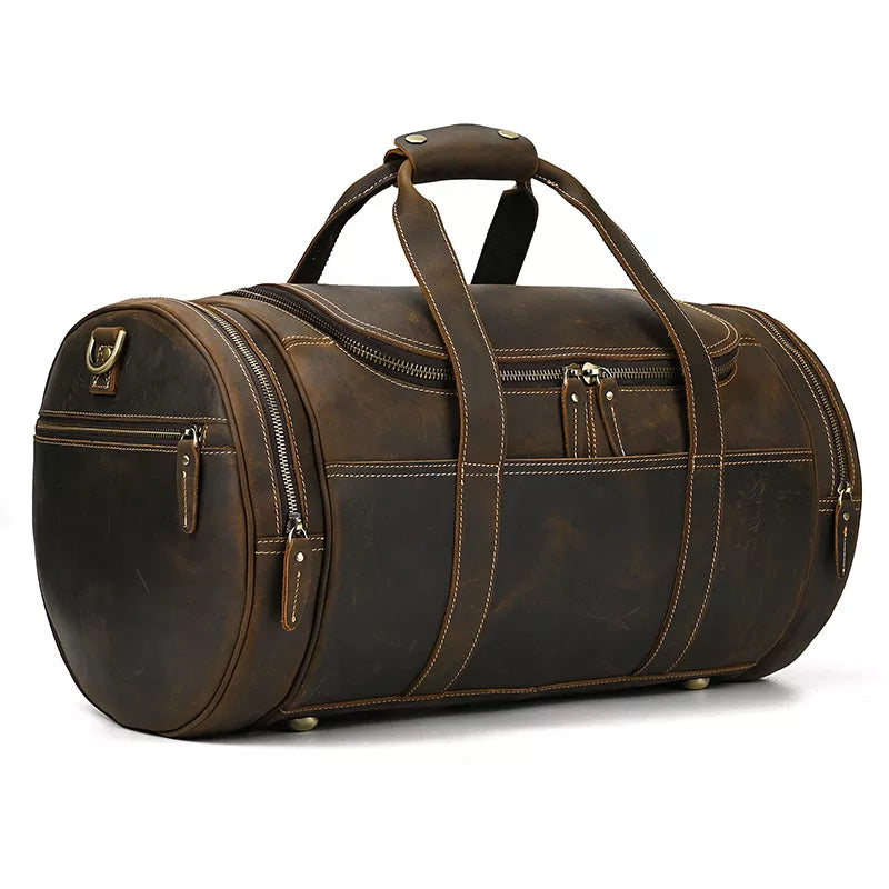 The Wainwright Weekender | Round  Vintage Leather Weekender