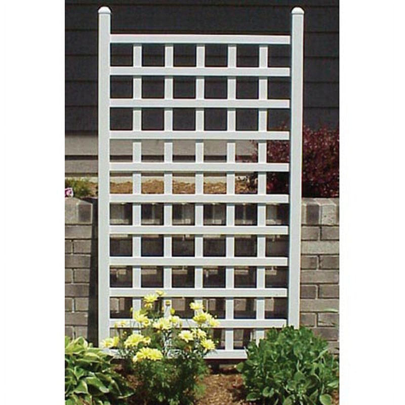 5 Ft White Vinyl Garden Trellis with Classic Lattice Design