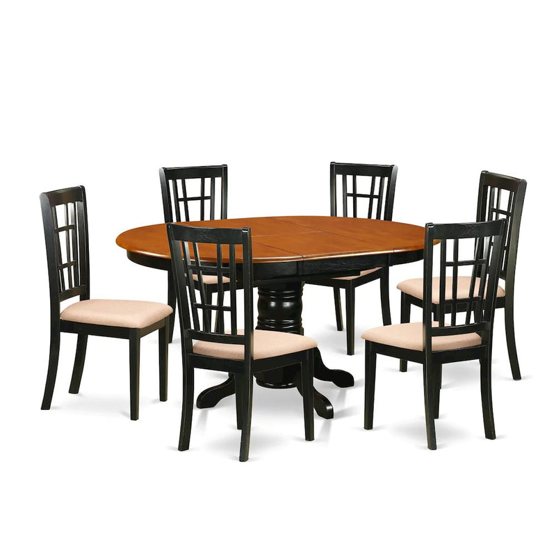 KENI7-BCH-C 7 PC Kitchen Table set-Dining Table and 6 Wooden Kitchen Chairs