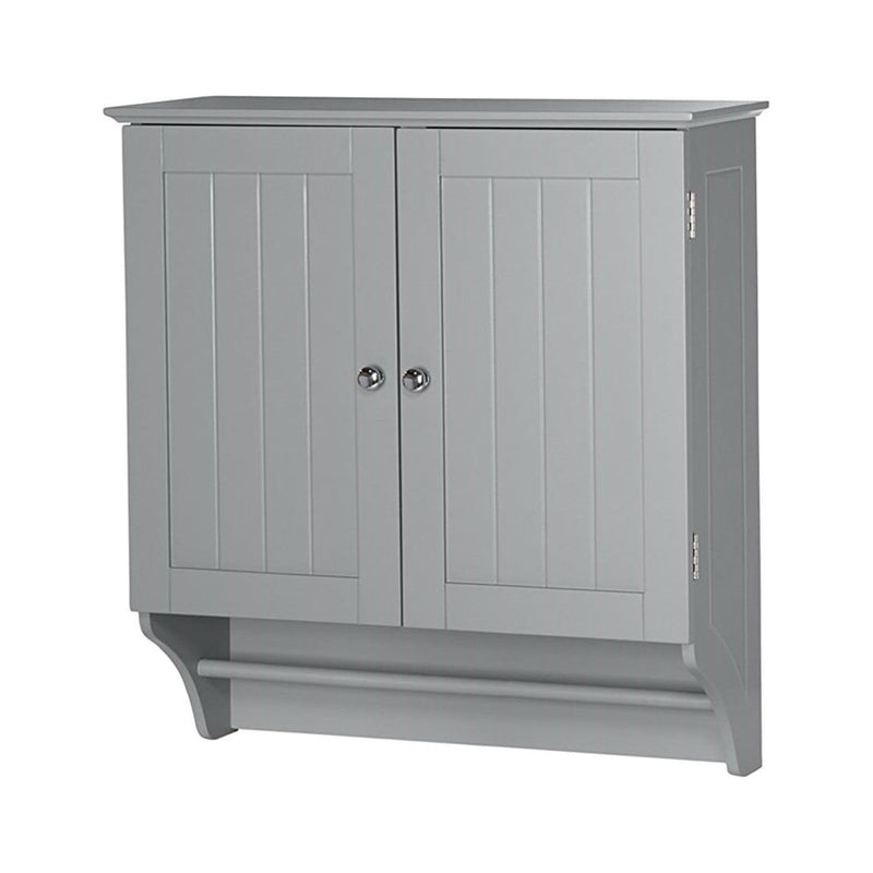 Gray 2-Door Bathroom Wall Cabinet with Towel Bar