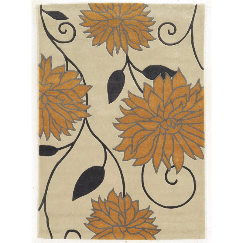 Trio Floral Ivory & Marigold 5x7, Rug