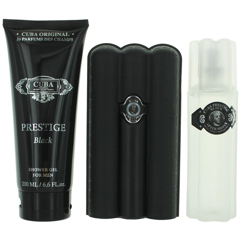 Cuba Prestige Black by Cuba, 3 Piece Gift Set for Men