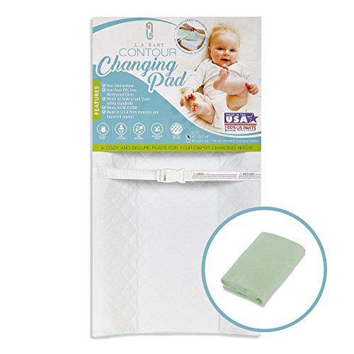 [Combo Pack] Contoured Waterproof Diaper Changing Pad, 32" with Bonus Washable Mint Terry Cover