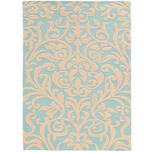 Trio Damask Aqua & Ivory 5x7, Rug