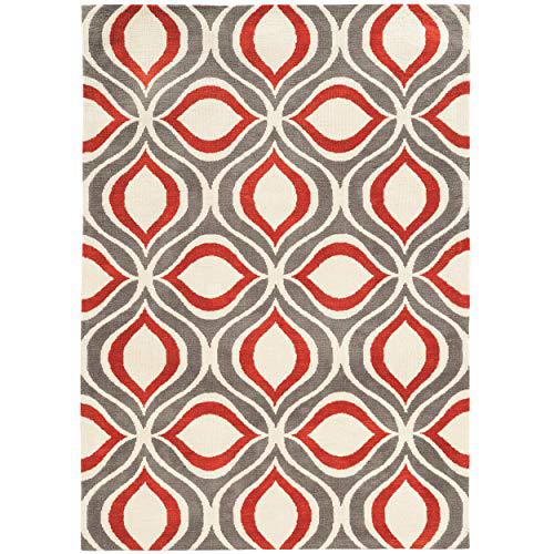 Geo Lenox Grey & RedOrange 5x7, Rug