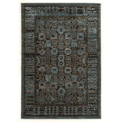 Platinum Isphahan Blue Black Rug