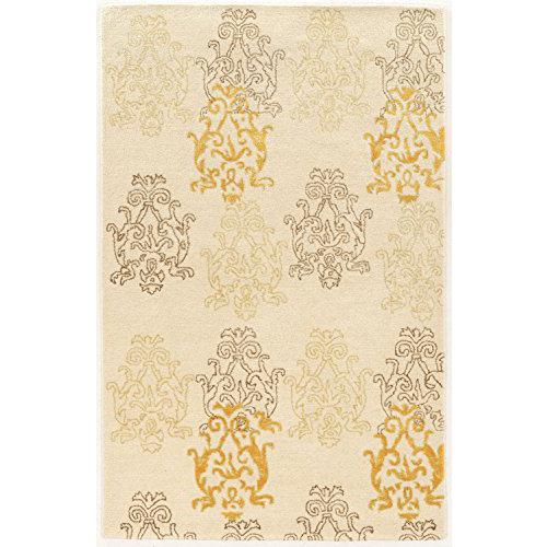 Aspire Wool Damask Ivory & Gold 5x8, Rug