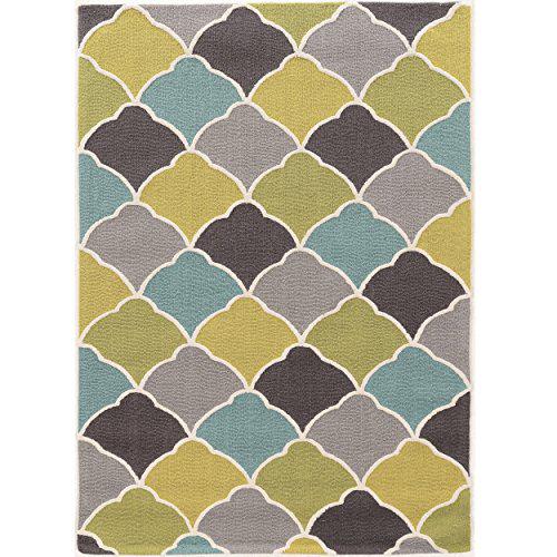 Trio Tiles Grey & Aqua 8x10, Rug