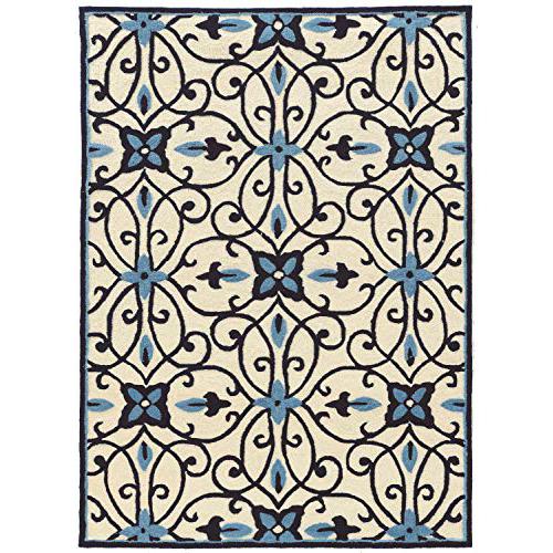 Trio Gardenia Ivory & Blue 5x7, Rug