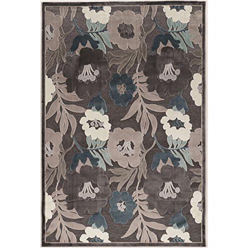 Hi Lo Floral Blues Grays 5x8 Rug