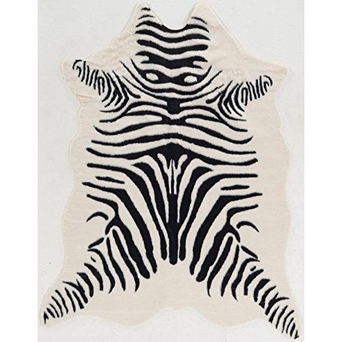 Faux Cow Hide Zebra Ivory/Black , Rug