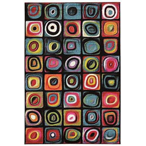 Masters HopScotch Black & Multi 5x7.6, Rug