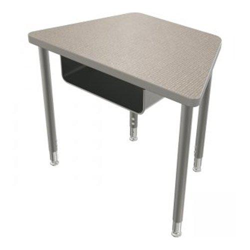 Snap Desk Configurable Student Desking  - Large Trap - Gray Nebula Top Surface And Black Edgeband - Black Horseshoe Legs - No Bookbox