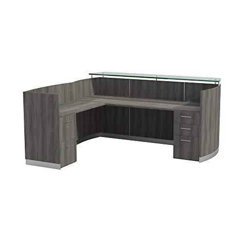 87-1/4  Reception Station with Return and (1) Box/Box/File and (1) File/File Pedestals, Gray Steel