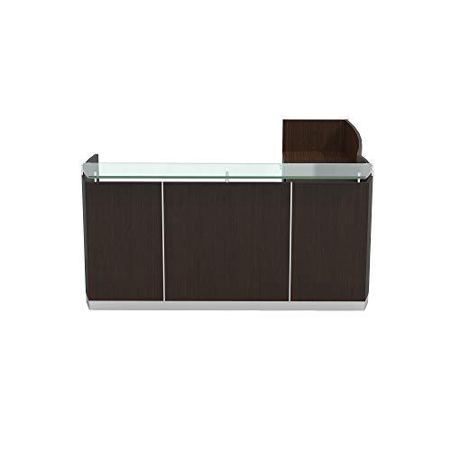 87-1/4  Reception Station with Return and (1) Box/Box/File and (1) File/File Pedestals, Mocha