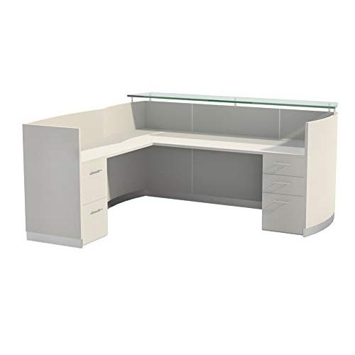 87-1/4  Reception Station with Return and (1) Box/Box/File and (1) File/File Pedestals, Textured Sea Salt