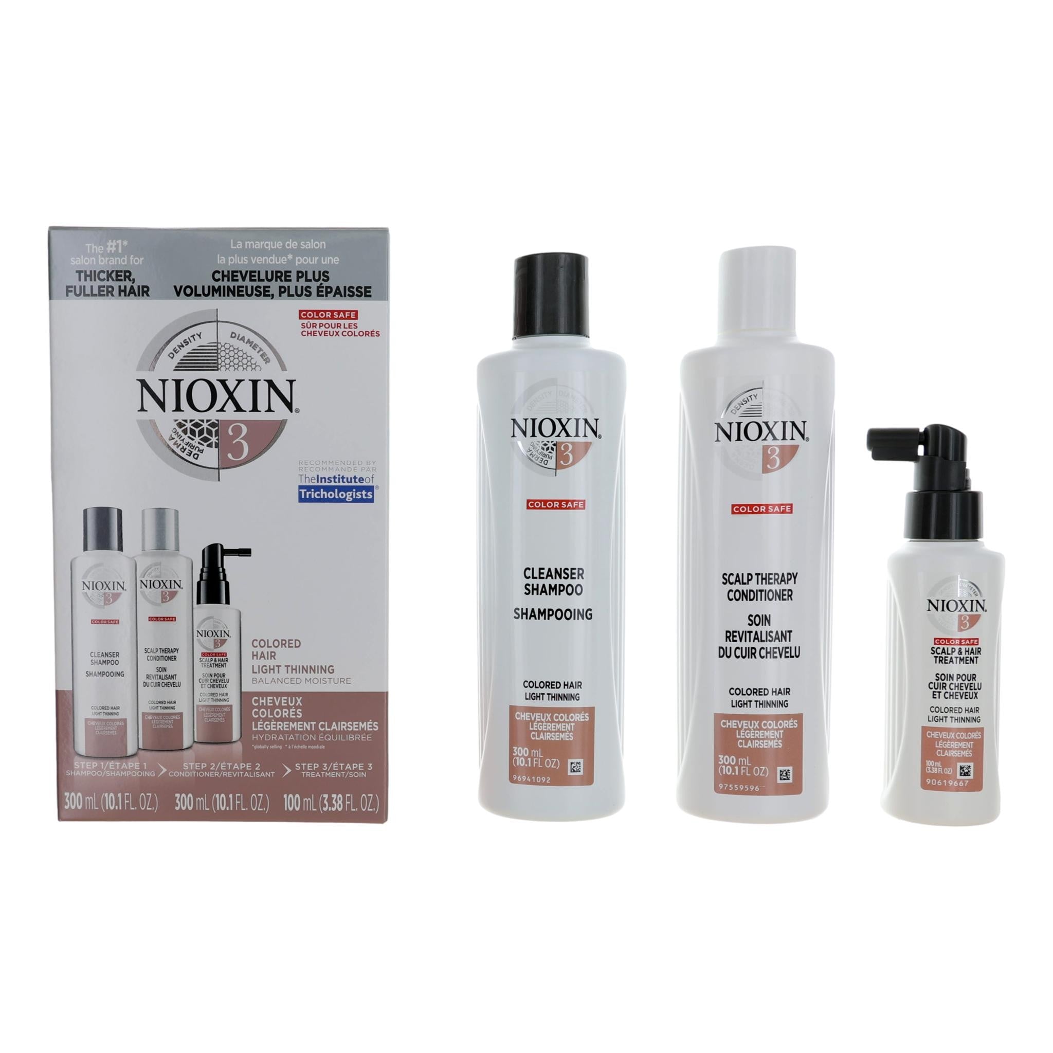 Nioxin 3D Care System Kit 3, For Colored Hair Light Thinning, Balanced Moisture