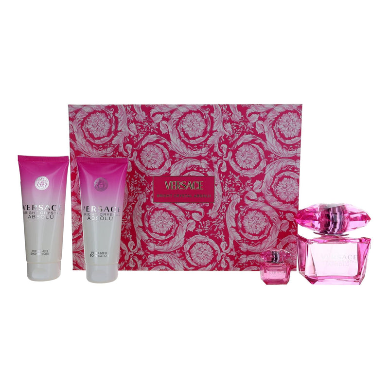 Versace Bright Crystal Absolu by Versace, 4 Piece Gift Set for Women