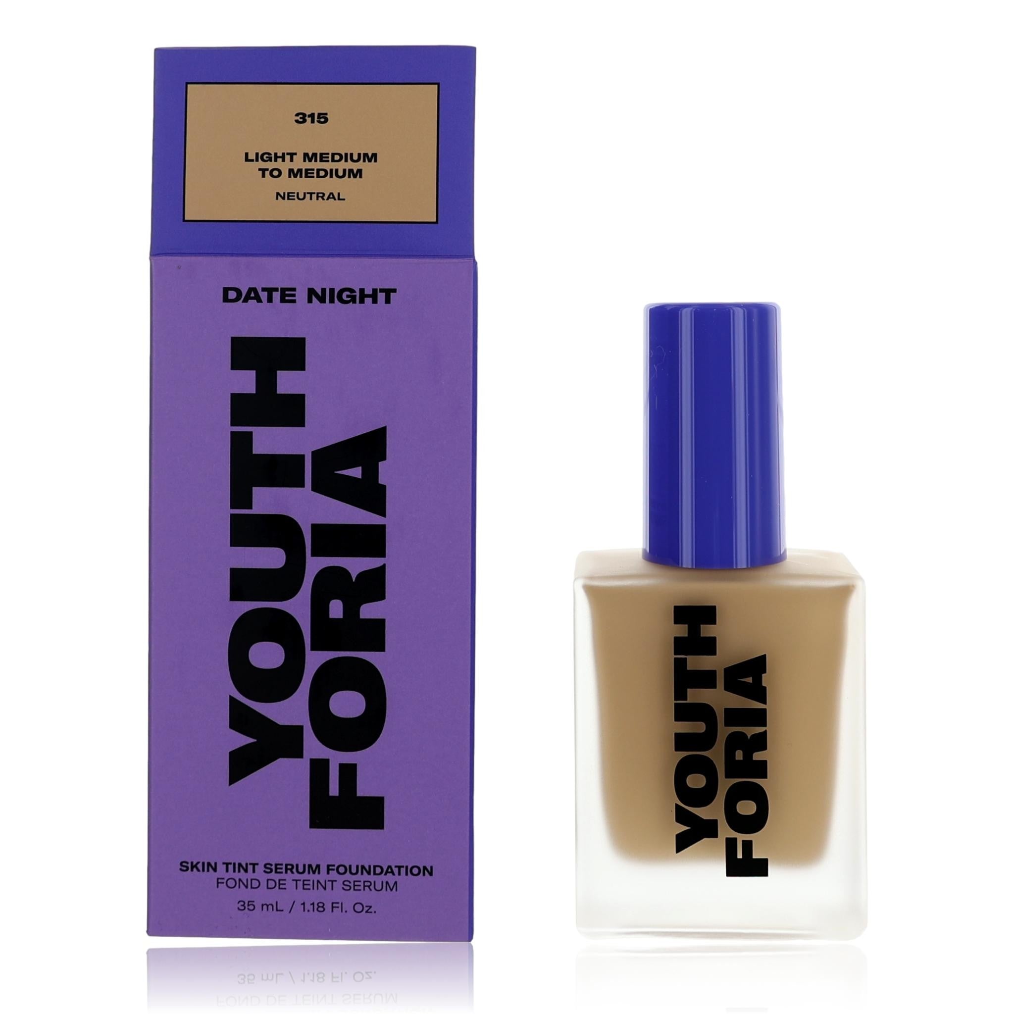 Date Night by Youthforia, 1.18 oz Skin Tint Serum Foundation- 315 Light Medium to Medium