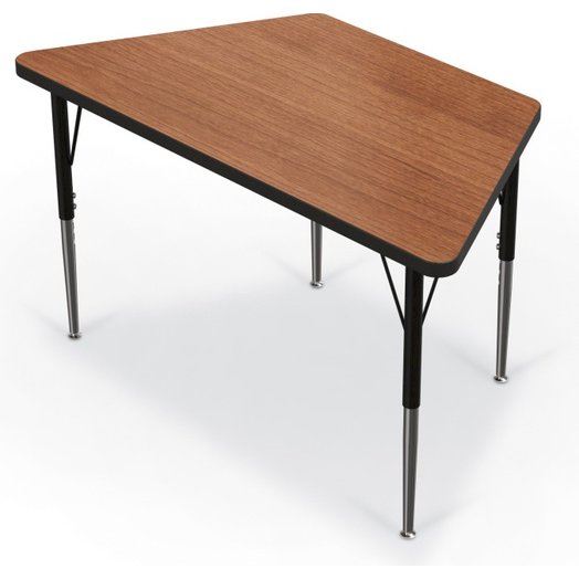 Activity Table - 48  Trapezoid - Amber Cherry Top Surface - Black Edgeband