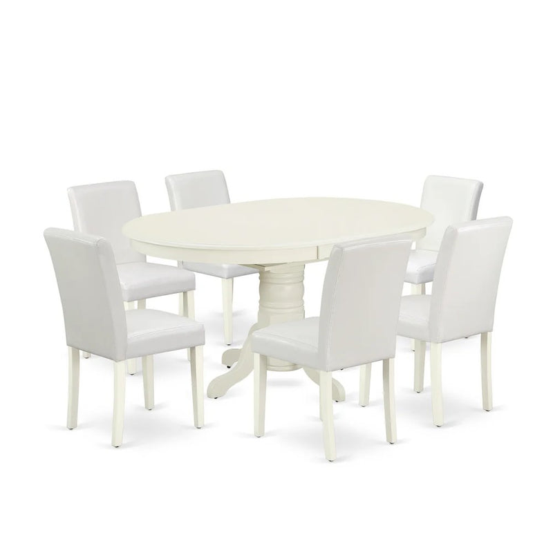 Dining Room Set Linen White, AVAB7-LWH-64