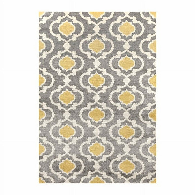 53 x 73 Grey Yellow Trellis Geometric Polpropylene Area Rug