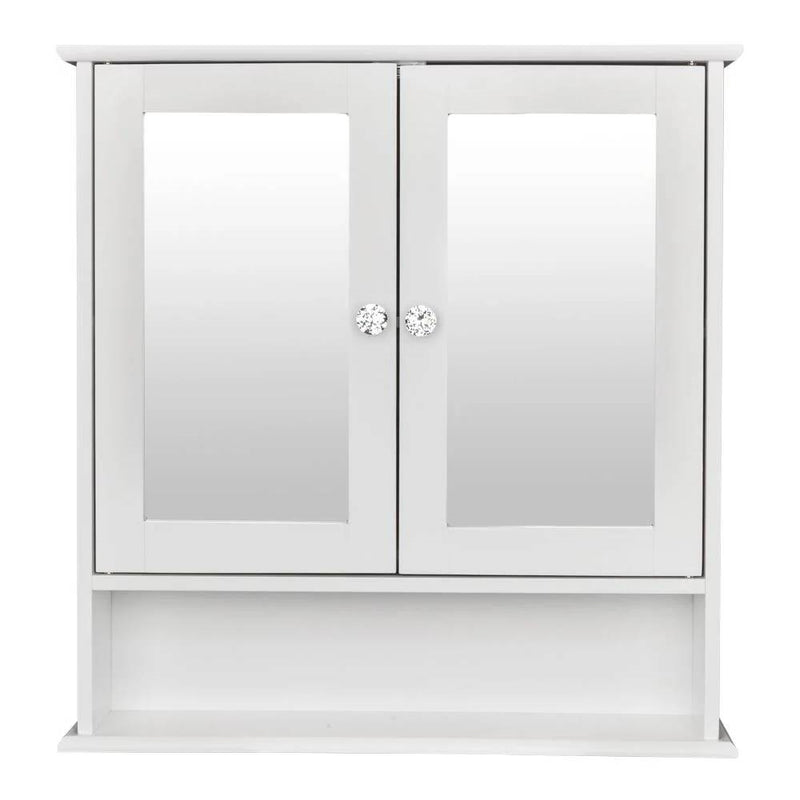 2-Door Wall Mounted Bathroom Medicine Cabinet with Mirror in White