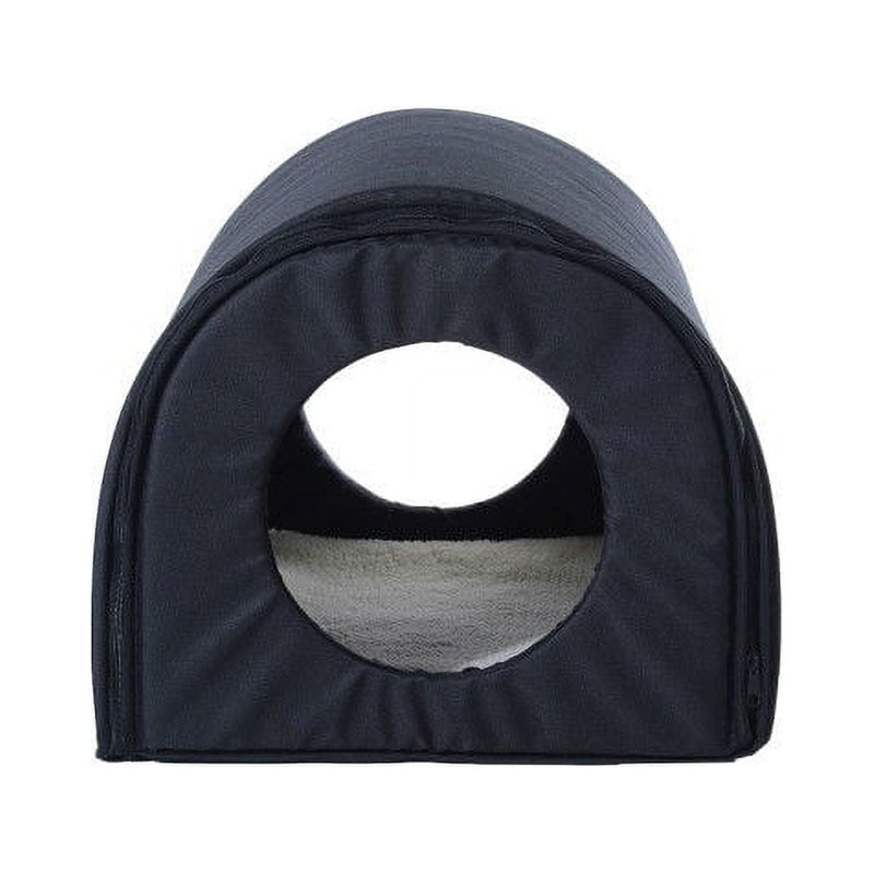 Outdoor Heated Cat House with Warm Padded Bed in Black